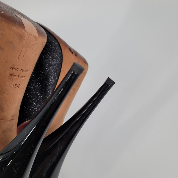 Giuseppe Zanotti Monro Black Glitter Platform Slingback Pumps Size 35.5 - Picture 9 of 13